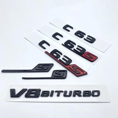 Glossy Black Letters Numbers Emblem C63 C63s V8Biturbo for Mercedes-Benz AMG Car Fender Trunk Rear C205 S205 W205 Logo Sticker