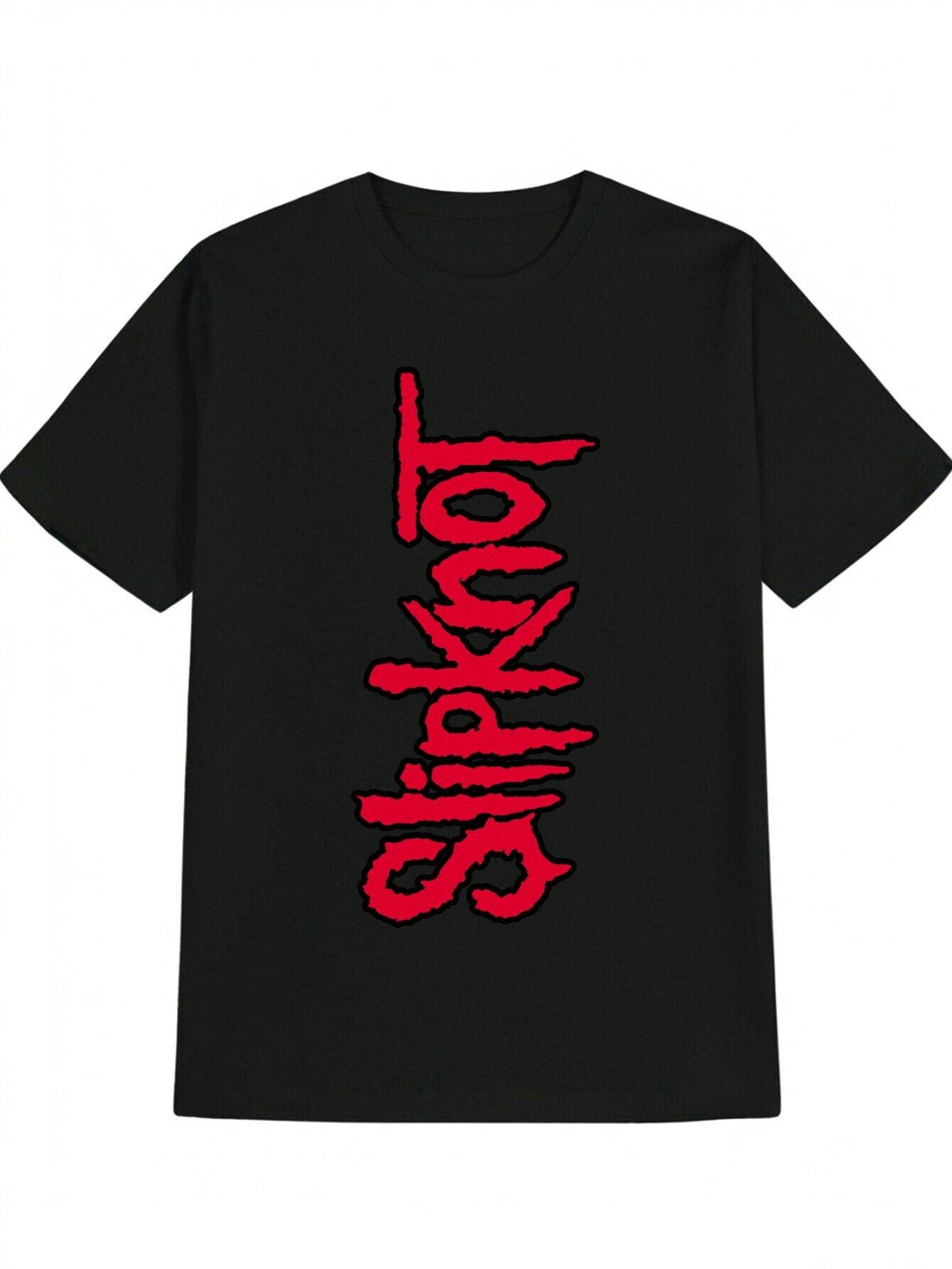 Casual Crew Neck T-shirt with Bold SLIPKNOT Graphic Print - Black Tee XXXXL