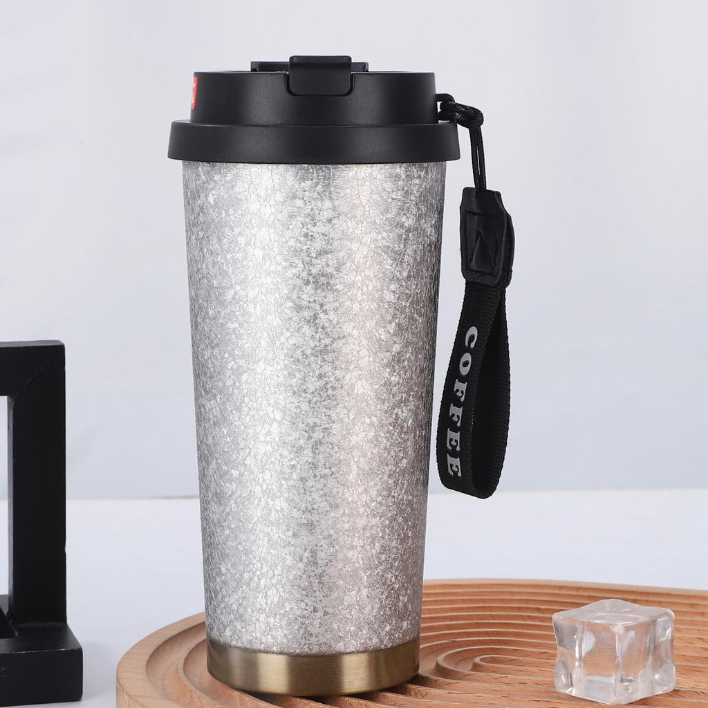 New Stainless Steel Coffee Cup High Appearance Level Double Drink Thermos Cup Will Carry Rope Double Gift Cup