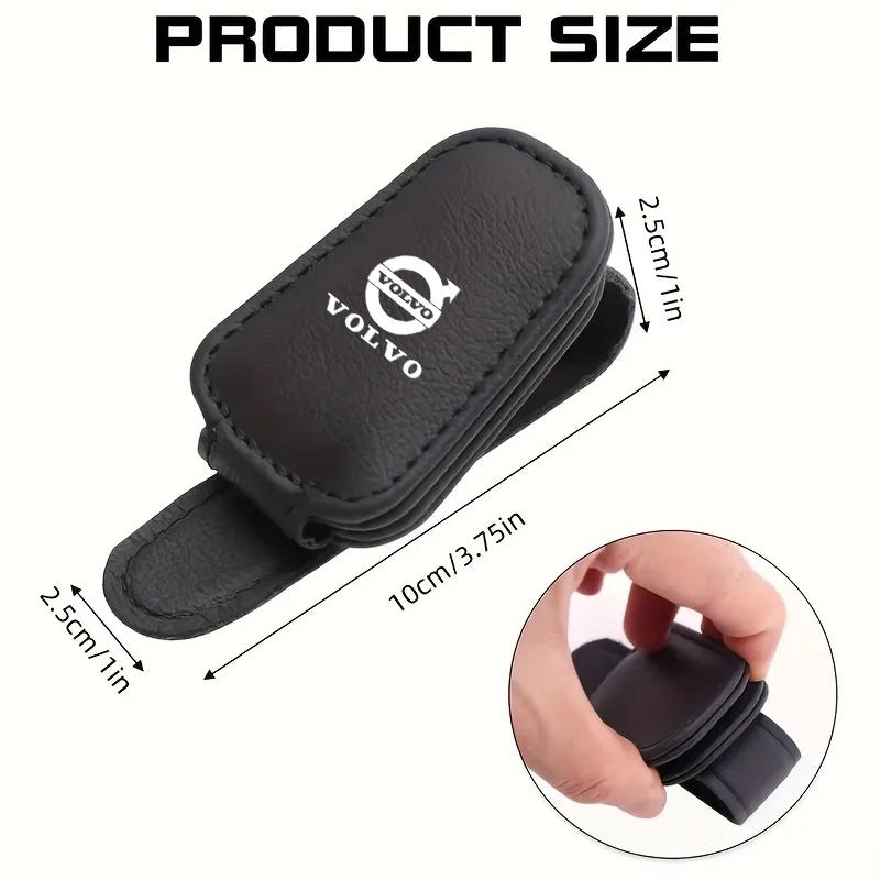 Car Sun Visor Magnetic Leather Sunglasses Clip For Volvo XC90 XC60 V50 S60 V70 V60 V40 S90 olestar AWD XC40 S80 T6 V90