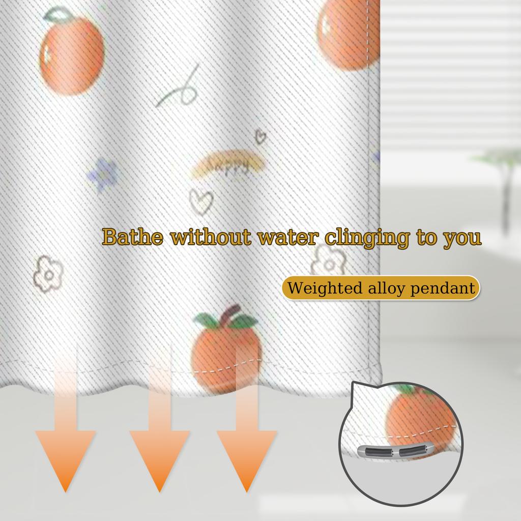 Cheerful Happy Orange Shower Curtain - Warm Color Fruit Polyester Fabric