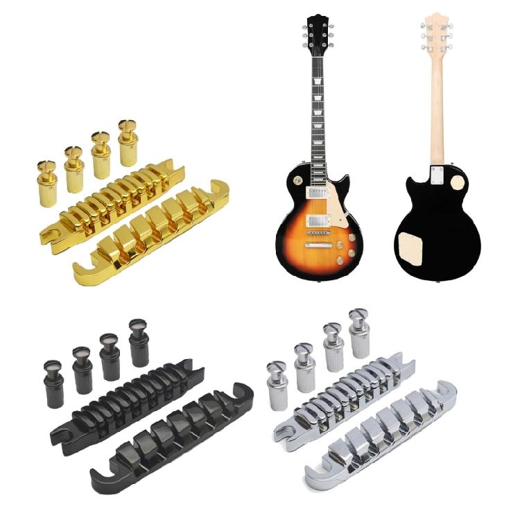 Split Guitar Bridge Tailpiece Electric Guitar Bridge String Space 52MM-10.4x5 Top Hanging String Individual Saddles