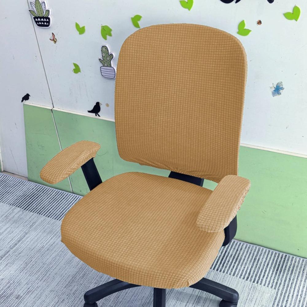 Stretchable Fabric Office Chair Covers Breathable Easy to Clean Chair Slipcover Anti-Wrinkle Backrest Armrest Cover