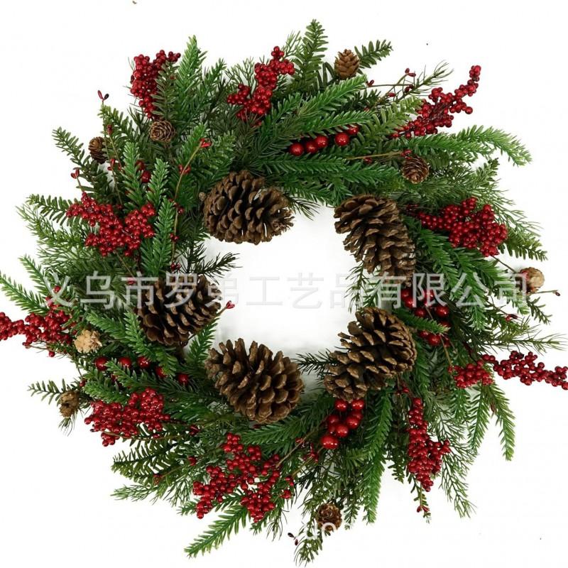 Christmas Decorations Set: LED String Lights Red Poinsettia Flowers Wreath Door Hanging Home Festive Interior