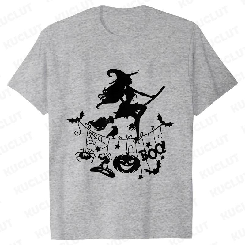 Witch Tee Tops TShirt Women Funny Halloween Print TShirt Spooky Vibes Casual Ladies Tshirt Summer Tshirt Female Tees Camisetas