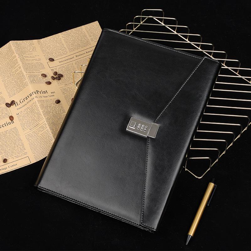 A4 Leather Business Briefcase with Combination Lock and Custom Logo