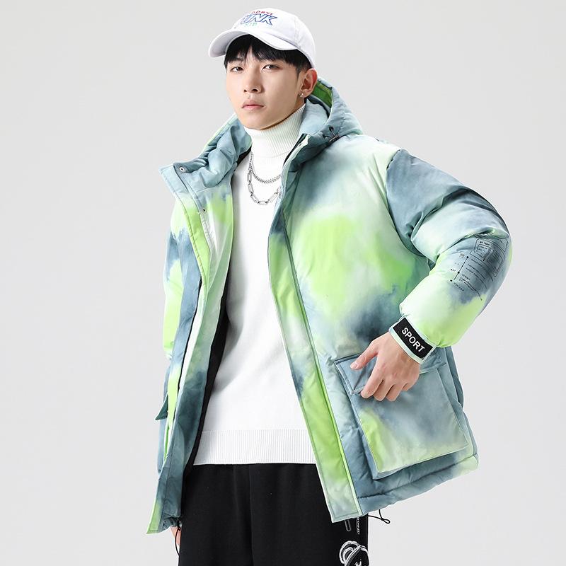 

С подкладкой из хлопка Одежда с подкладкой из хлопка Зимняя мужская новая утолщенная стойка-воротник Одежда для хлеба Парная одежда Корейская версия Свободная одежда с подкладкой из хлопка 2XL зелёный