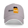 Beer Hub Logo Baseball Cap Black Hat with Orange Mug Design for Beer Lovers Casual Wear Style