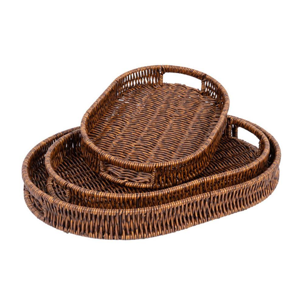 Handgeflochtener Korb aus Rattanimitat Mehrzweck-Lebensmittelaufbewahrungskorb Brotkorb Haushaltsaufbewahrung