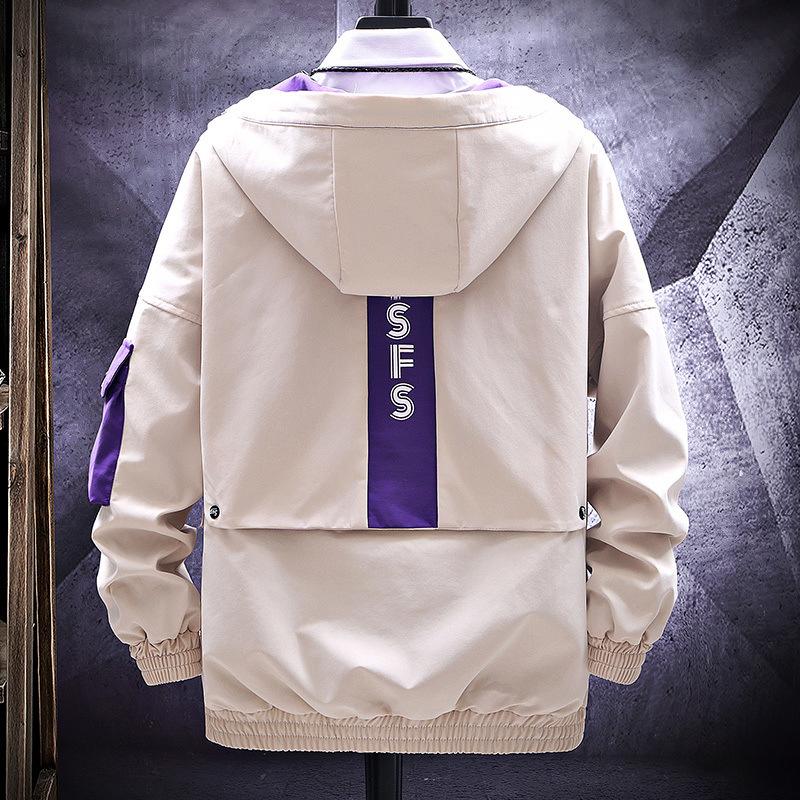 Ανδρικό Μπουφάν Άνοιξη και Φθινόπωρο Λεπτό Μοντέρνο Επώνυμο Μπουφάν με Κουκούλα Εφηβικό Φαρδύ Φοιτητικό Ανδρικό Ρούχο