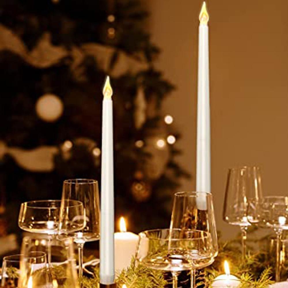 4 Pcs Warm Light Taper Candles Flameless LED Candle Sticks LED Taper Candles Halloween Decor