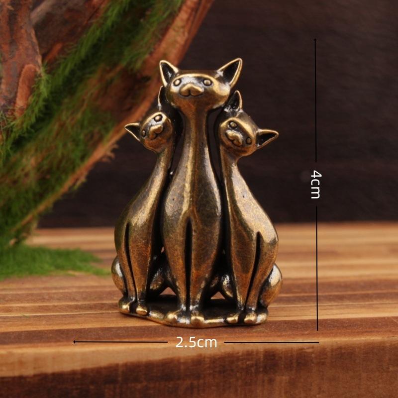 Copper Craft Brass Cat Statue Home Decor Animal Desk Ornaments Desktop Home Decoration Collectible Cute Statue Ornament