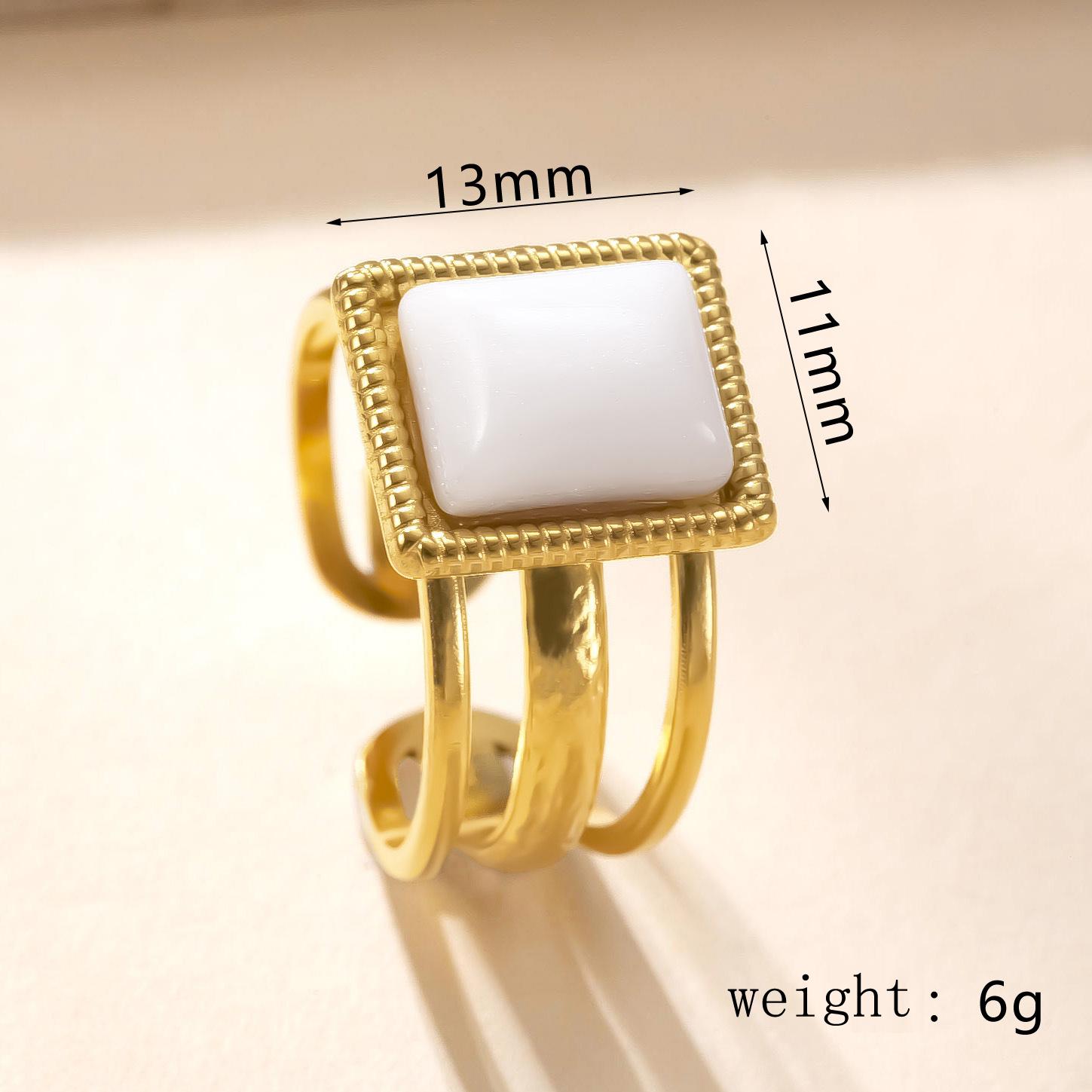 

Square Stones Open Ring Geometric Stainless Steel Gold Color Women Trendy Finger Rings Luxury Zircon Gift Wholesale Open