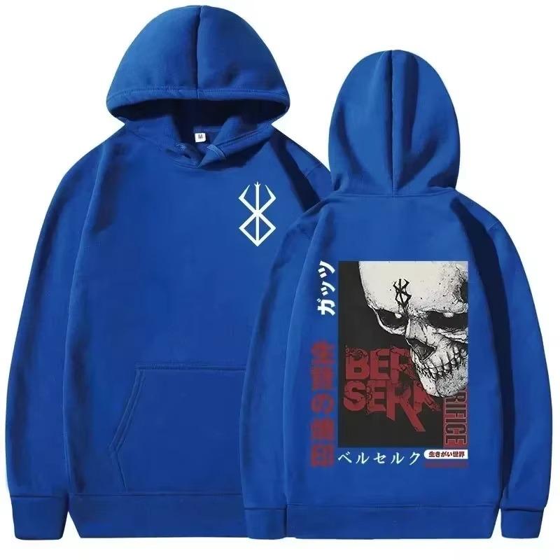 Men's Casual Hooded Sweatshirt Anime Berserk Legend Guts Swordsman Casca Zodd Sacrifice Mark Print Autumn and Winter Adult Pullo