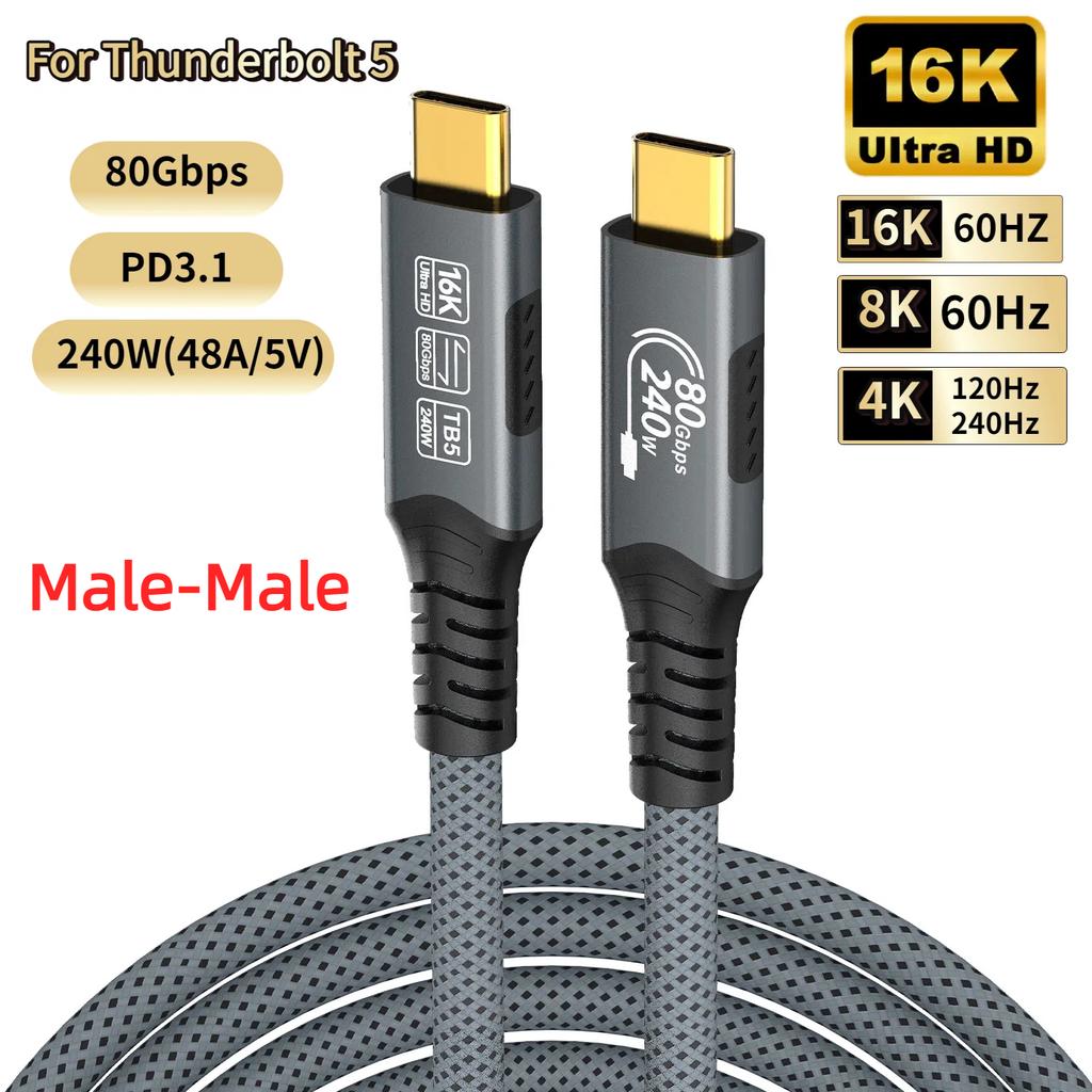 USB 4 for Thunderbolt 4 Cable 8K@60Hz 40Gbps Data Sync 240W Fast Charging USB C to USB C Thunderbolt Cable for MacBook Monitor