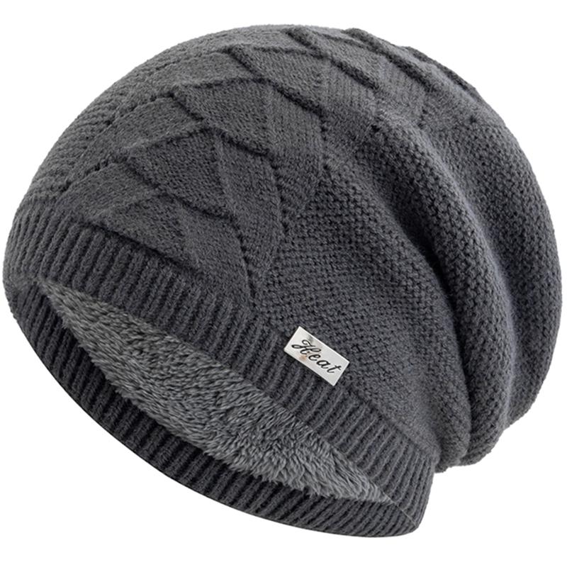 New Style Unisex Warm Dandy Winter Hat Heat Metal Label Plush Fur Lined Soft Beanie Hat Thick Hats For Women Men Knitted Hat