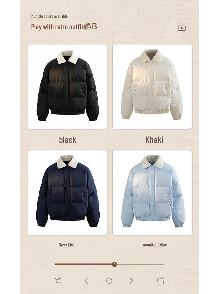 2025 Lambswool Collar Cotton Jacket - Couple's Retro Winter Casual Workwear