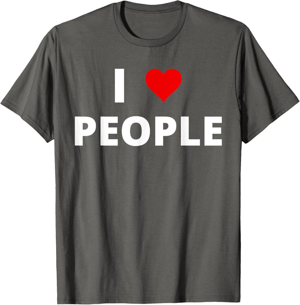 Ich liebe Menschen Grafikdruck Baumwolle Kurzarm T-Shirt Lässig Täglich Rundhalsausschnitt T-Shirt