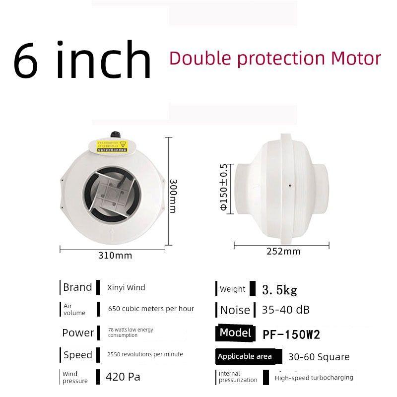 Large Suction Strong Supercharged Fume Centrifugal Pipe Exhaust Fan Commercial Kitchen Ultra-Quiet Industrial Exhaust Fan