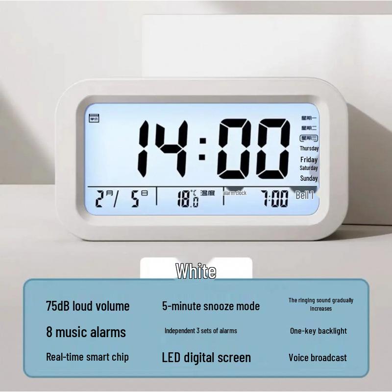 Светящийся будильник с зарядкой и голосовым оповещением