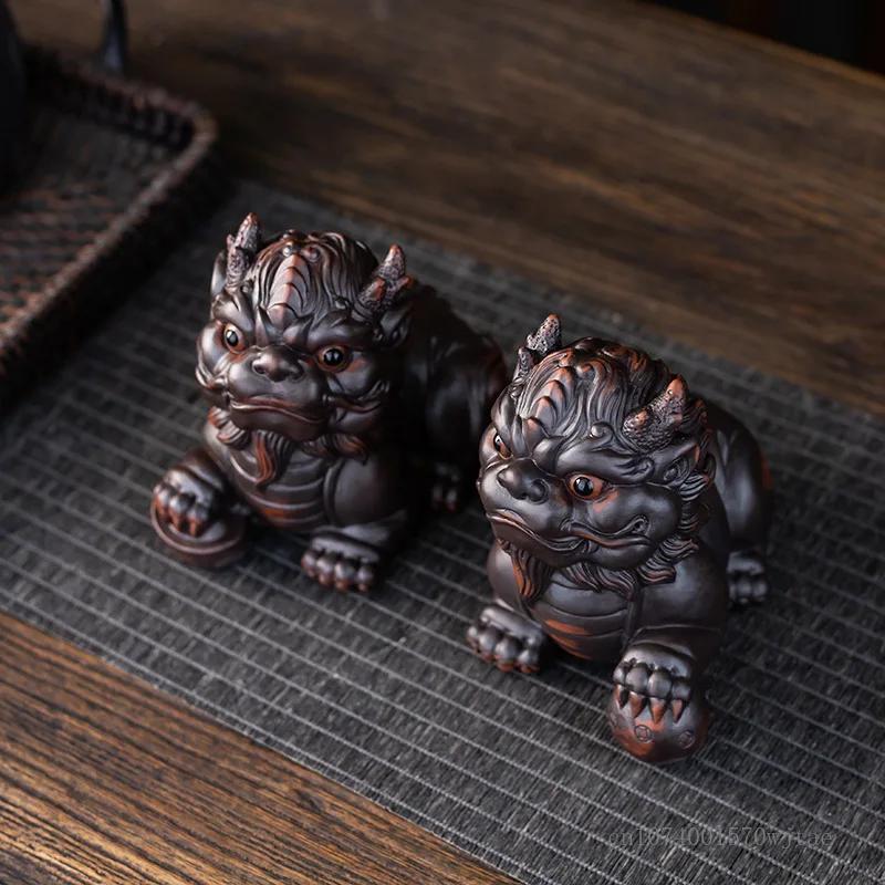Purple Sand Tea Pet Ornament, Animal Dragon Pixiu Creative Tea Play Mini Tea Set Accessories , Boutique Mud Small Ornaments, 1Pc
