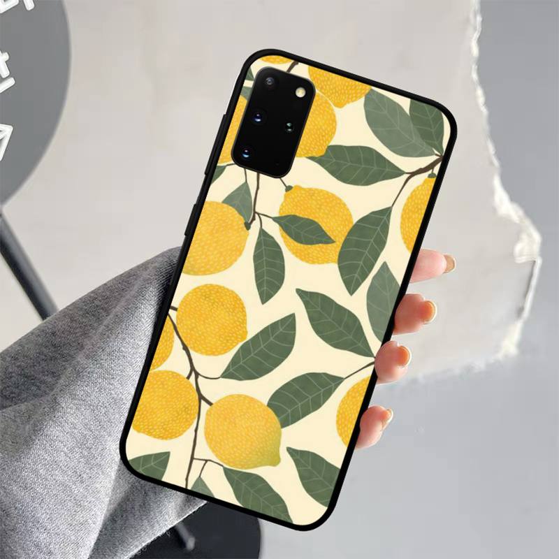 Sommer grüne Blätter Obst Zitrone Pfirsich Granatapfel Trauben Handyhülle für Samsung S21 S10 Lite S20 Ultra S9 S8 Plus S7 S6 Edge S5