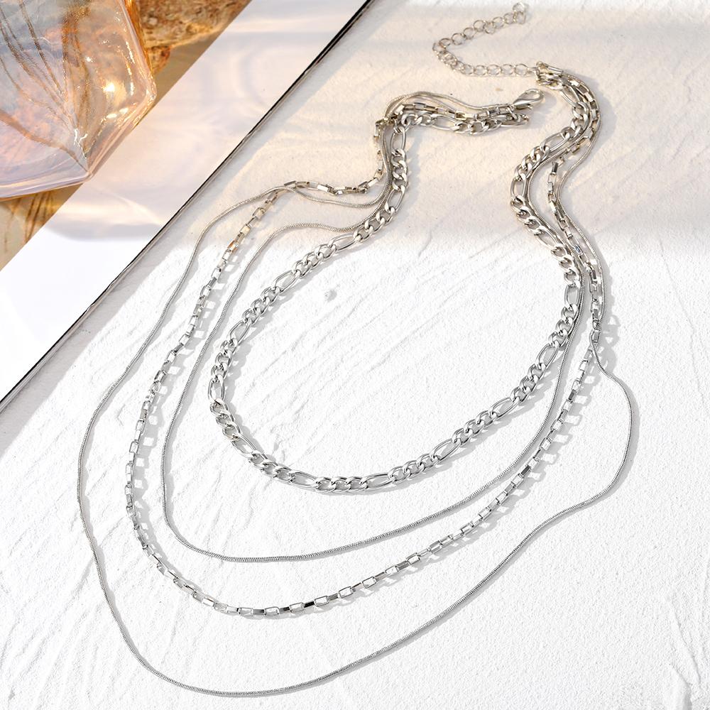 4-piece Suit Necklace Women Elegant Temperament Simple Charm Party Sweater Chain Sexy Women Versatile Nightclub Student Sweater Chain