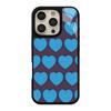Blue heart-shaped design glass phone case suitable for iPhone17 16 15 14 13 12 11Pro/Max/Plus shockproof and anti drop backcover