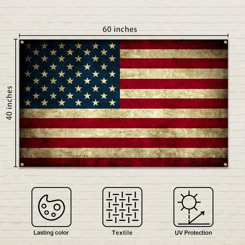 VIKAMA Vintage USA American Flag Tapestry Wall Hanging HighQuality Flag Poster Wall Decor for Dorm College Living Room Bedroom