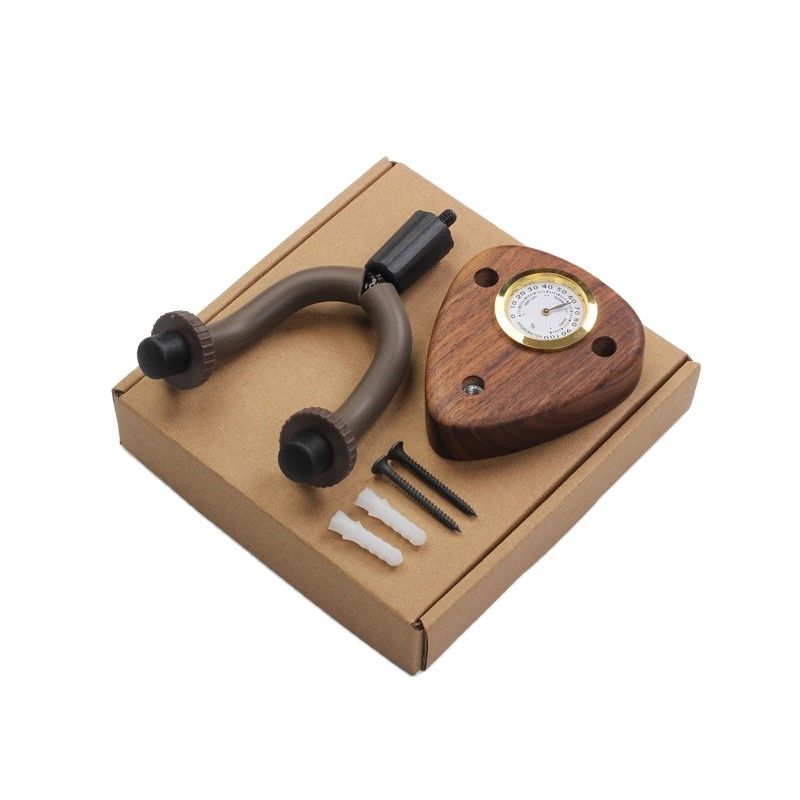 Wooden Guitar Hook Hanger with Hygrometer Display Wall Mount Guitar Stand Holder Bass Electric Guitar Ukuleles Universal Bracket