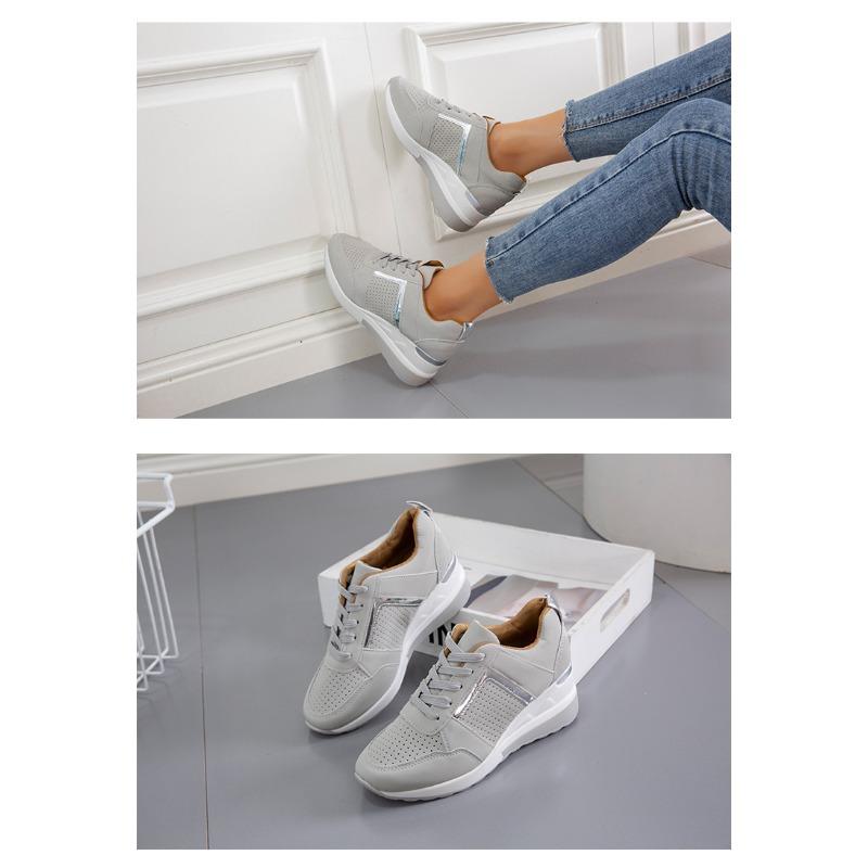 New Women's Sportswear Shoes Platform Wedge Heel Large Size Lace-Up Breathable Women's Sneakers