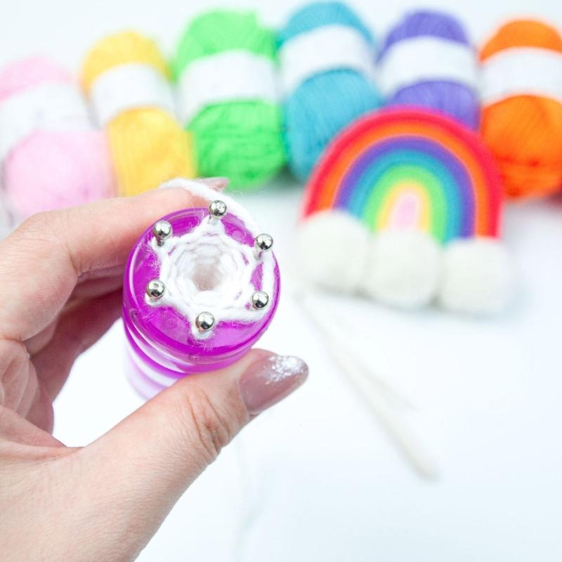 Professional Knit Spool Looms with Wool Set Cord Rope Knitting Weaving Tool with Colorful Wool 6-color/8-color Durable