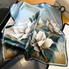 70*70Cm Leopard Green Brown Scarf Women Simulated Silk Fresh Elegant Versatile Headwear Clothing Bags Square Scarf Gift
