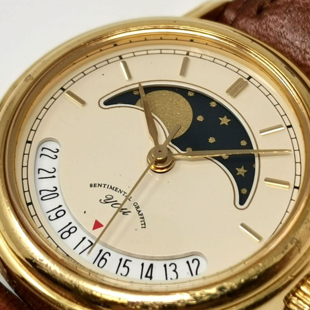 Used ORIENT SAN&MOON Moon Phase J08505-00 Operation Not Confirmed Wristwatch Used In Good Condition Control Number KKVKSKO1958