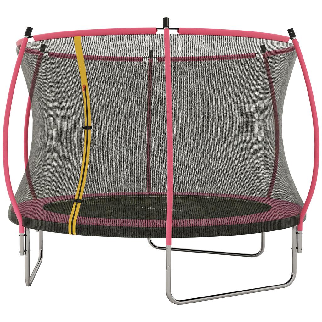 10ft Outdoor Trampoline with Enclosure Net, Spring Cover, Pink