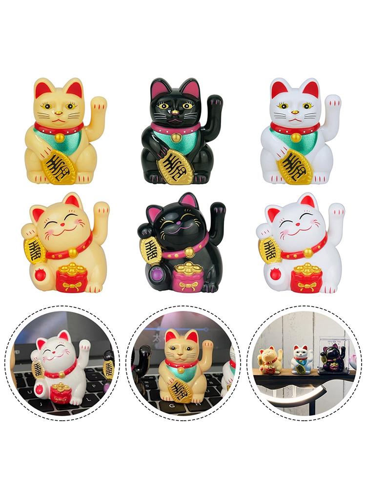 Lucky Cat Ornament Vehicle Accessories Automatic Waving Cartoon