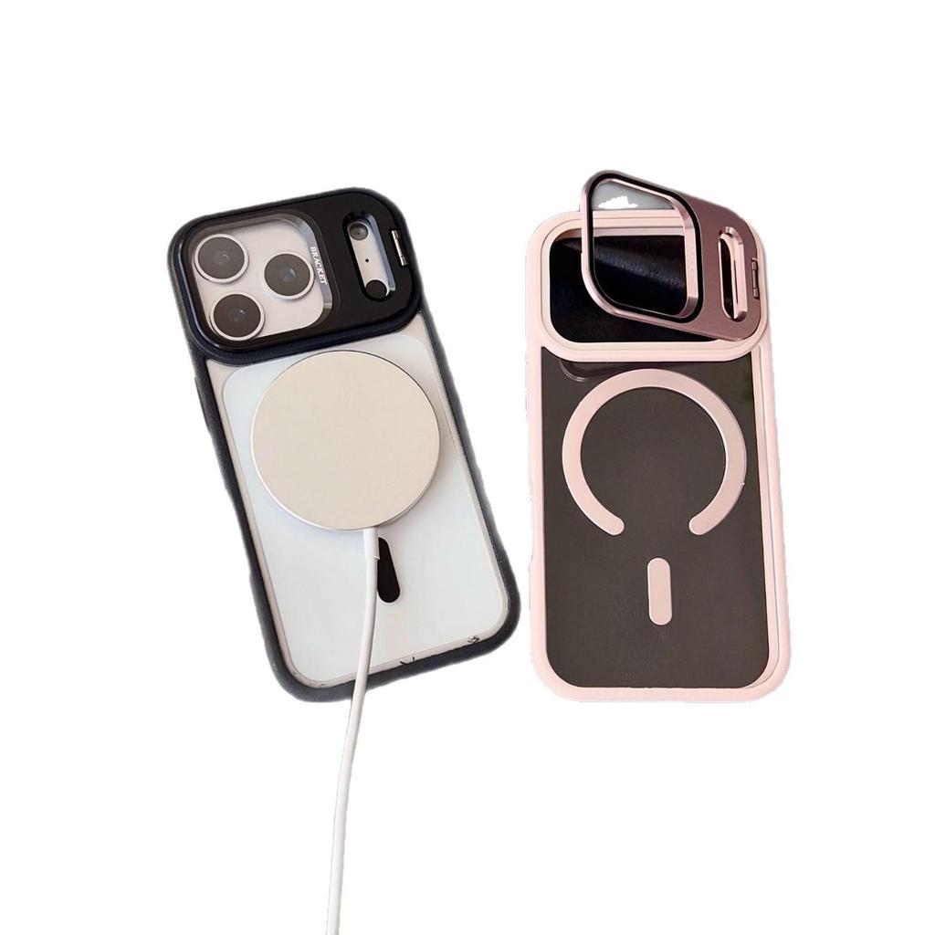 Apple 16 Pro Max Magnetic Lens Holder iPhone 17 Leather Drop Protection Case