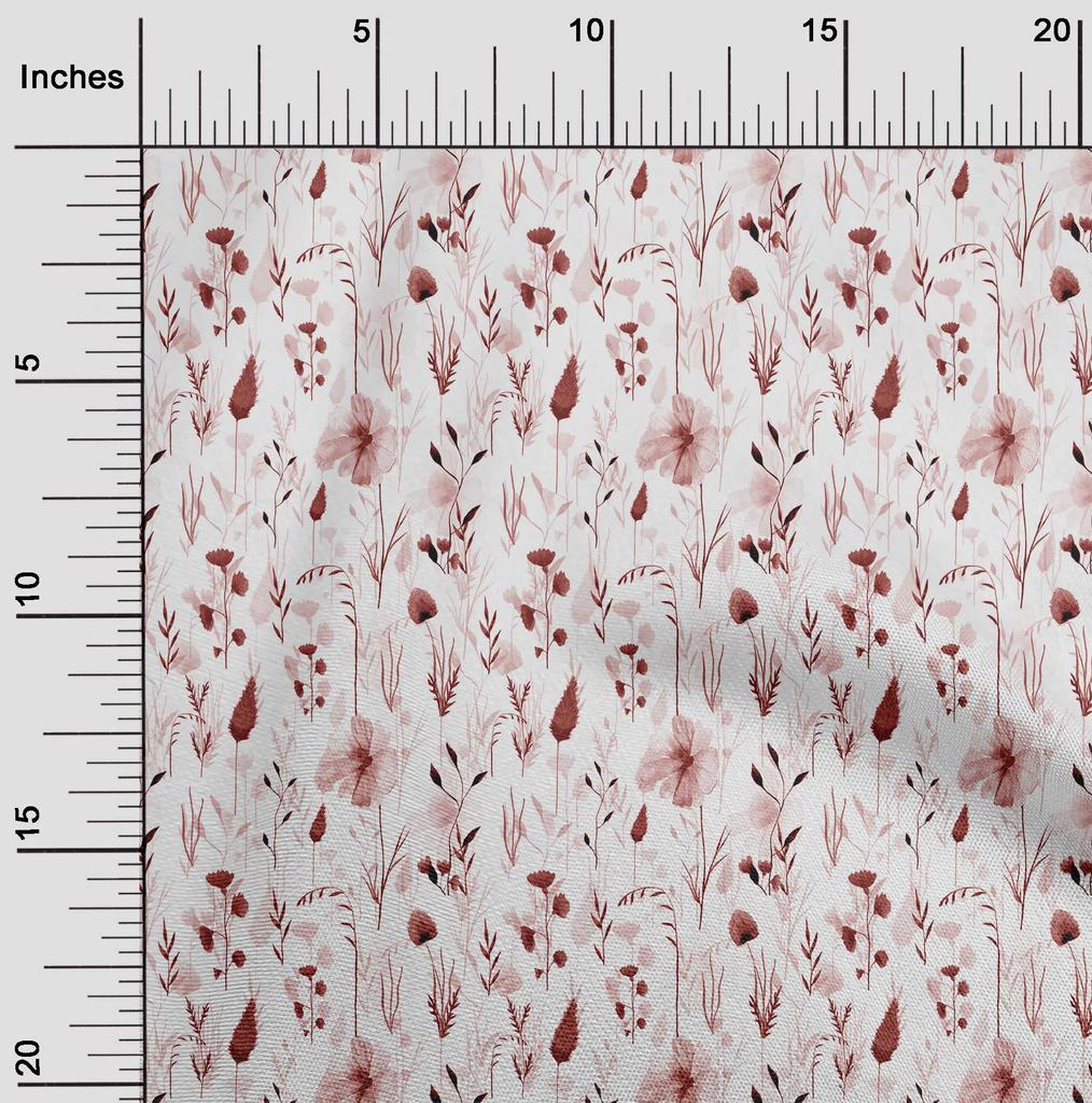 oneOone Cotton Flex Red Fabric Watercolor Floral Fabric For Sewing Printed Craft Fabric By The Yard 40 Inch