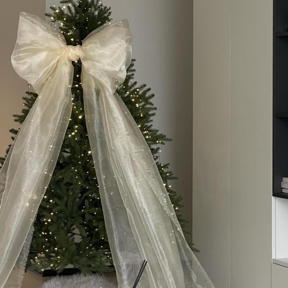 50*200cm Colgante Material de Organza Decoración Árbol de Navidad Lazo Navideño Gigante Decoración Exterior