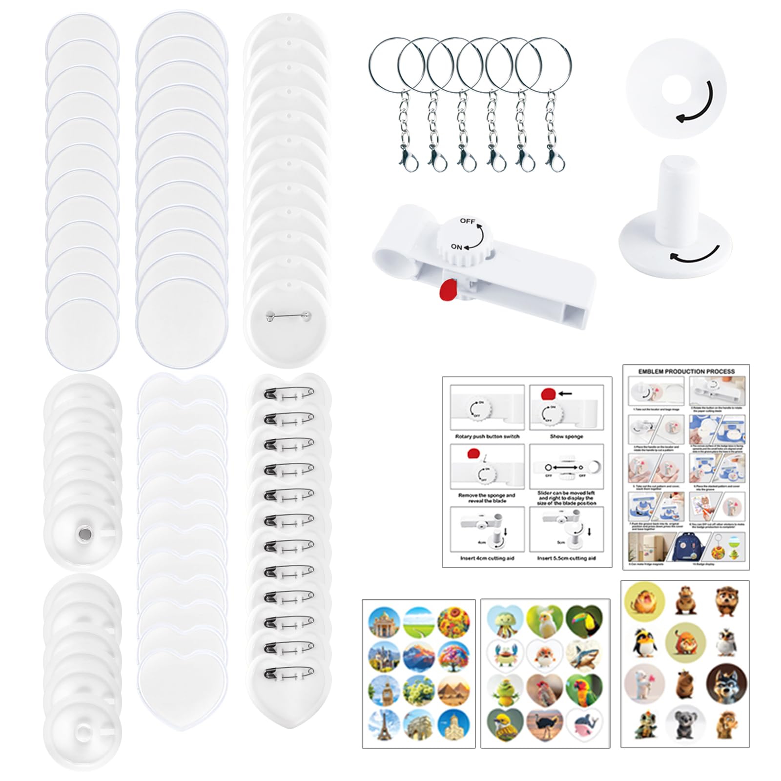 

TOWEBOORY Button Badge Maker with 35mm 55mm 36 Badge Inserts Button Badge Badge Press Punch 2 Size Easy DIY Fan Home Use & Molds, Included, Machine,