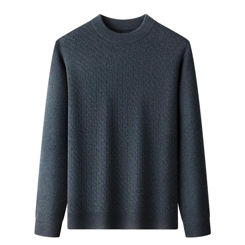 Men's Winter Cashmere Sweater: Fashionable, Warm, Casual Round Neck for All Ages
