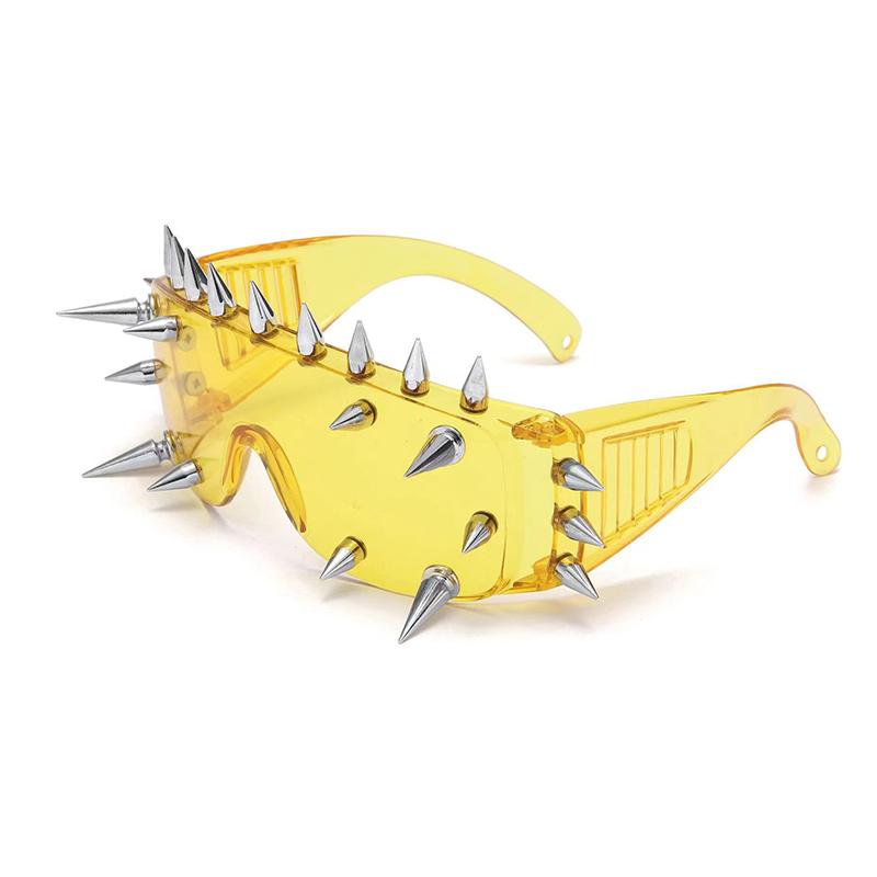 1Pieces Novelty Punk Glasses Rock Large Shield Spike Fashion Weird Club Sunglasses Mountaineering Glasses