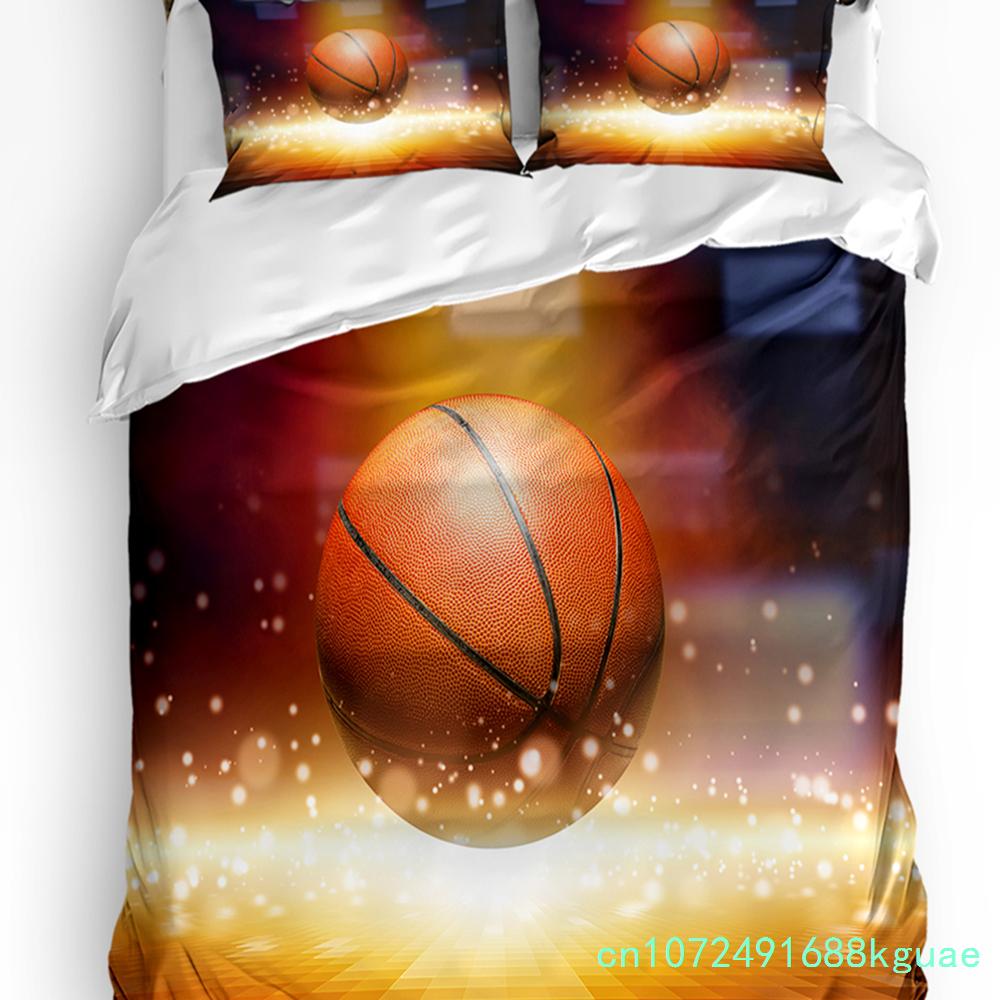 Basketball Bettwäsche-Set für Schlafzimmer Bett Zuhause Basketballspieler Silhouette Athlet Wettkampf Bettbezug Steppdeckenbezug Kissenbezug