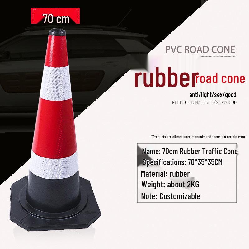 70cm Reflective PVC Road Safety Cone with Rubber Base