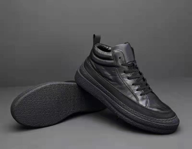 Herren Trendige High-Top Stiefeletten: Herbstliche Lässige Plus Samt Leder Rindsleder Schuhe