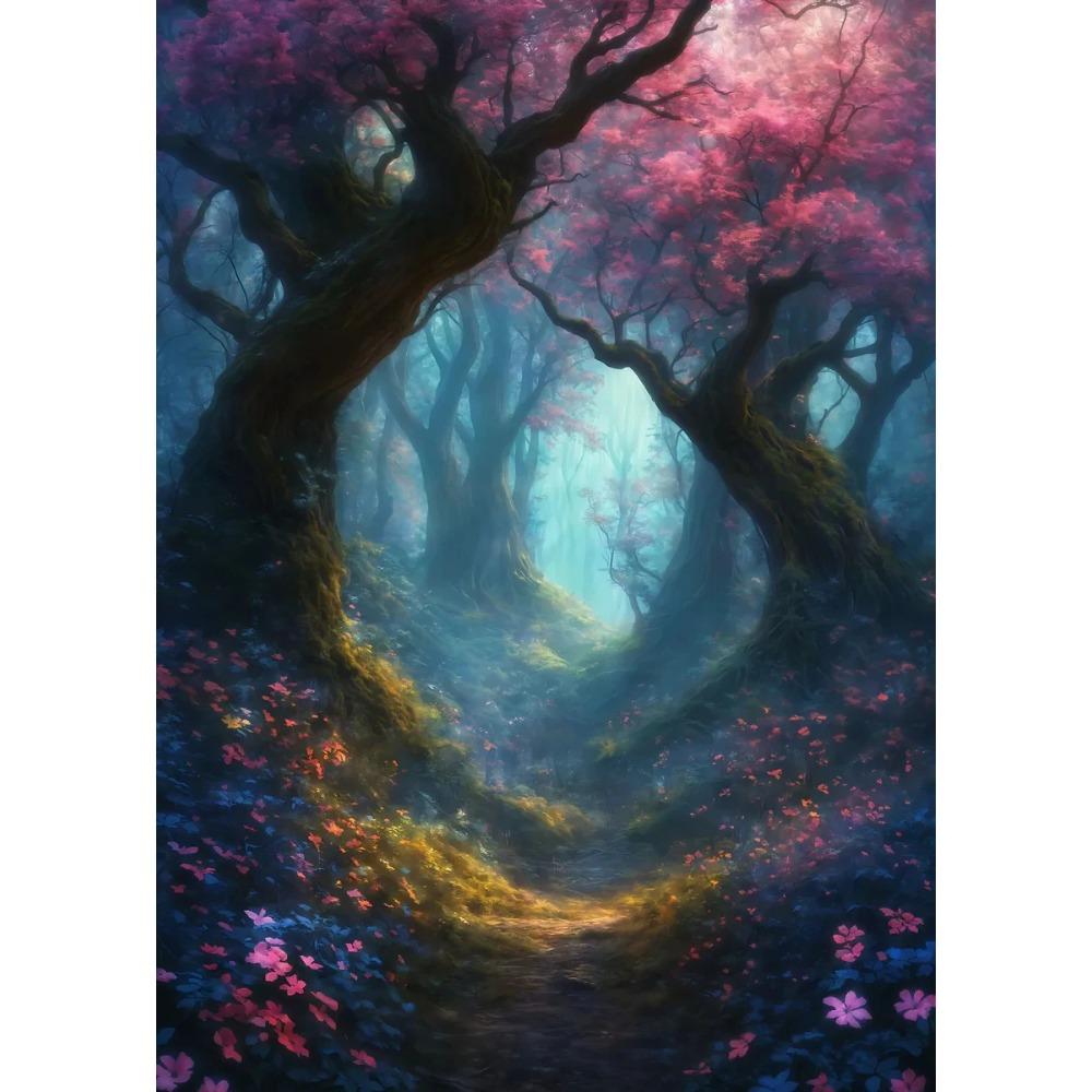 Mysterieuze Betoverde Bos Poster Zonovergoten Elfenbos Pad Sprookjes Prints Canvas Schilderij Muurfoto Huis Woonkamer Decor