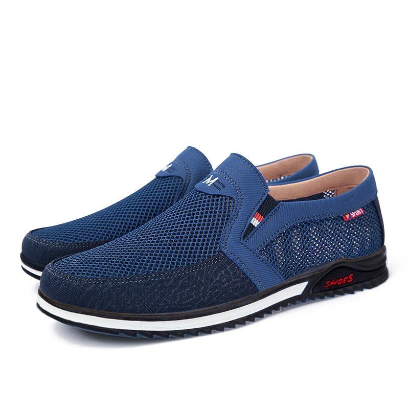 

Весенне-летняя мода повседневная обувь для улицы, для вождения, легкая и удобная, сетчатая дышащая мужская обувь 44 синий