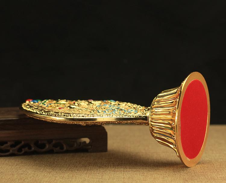 Tibetan Dharma-Chakra,Engraving Golden Alloy Handicraft Tantric Falun ,Buddhist Altars Religious Item Desktop Decorative,1Pcs