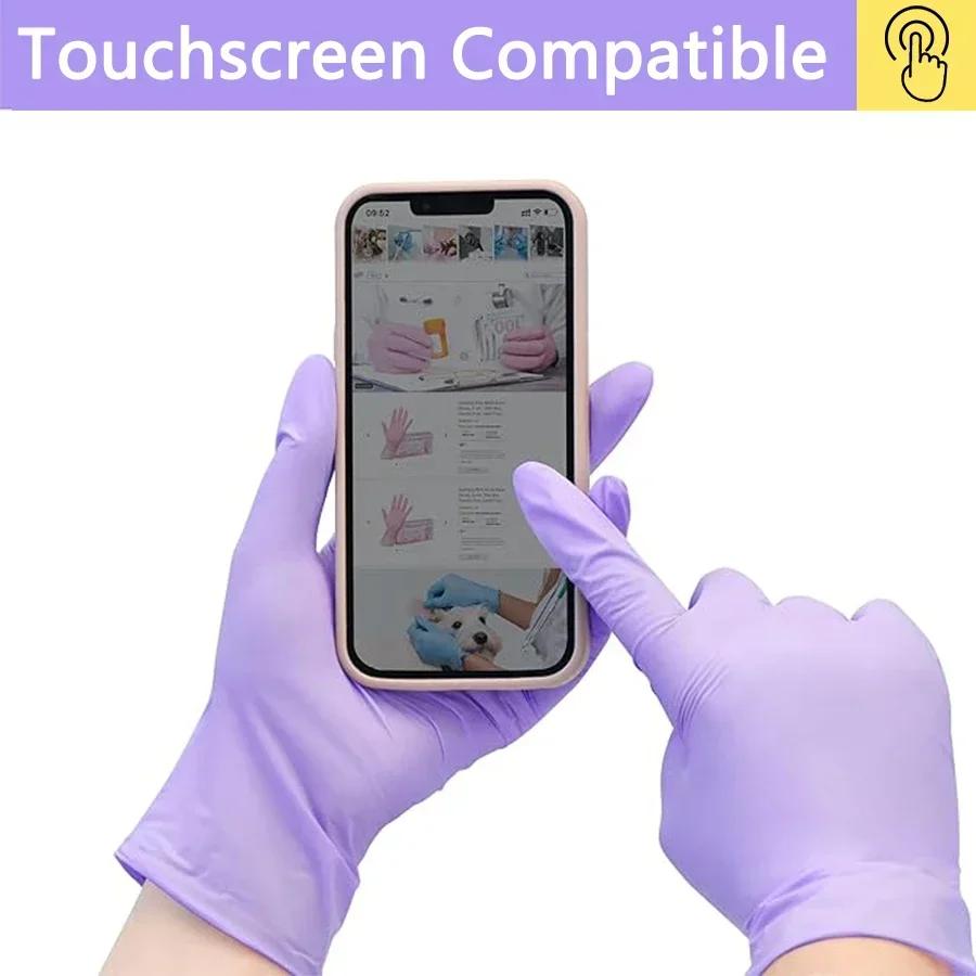 10/20/50/100PCS Purple Disposable Nitrile Gloves,Waterproof Latex Free,For Household Cleaning  Food Safe Protective Work Gloves