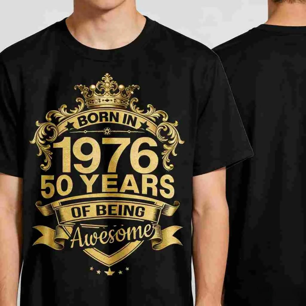 50 Anni di Essere Fantastici Nato nel 1976 Regalo per il 50° Compleanno, Maglietta a Maniche Corte Harajuku, Top Grafico 100% Cotone
